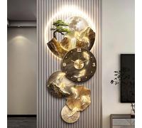 Décoration Murale Zen Lumineuse, Horloge Murale Suspendue À LED Avec Finition En Porcelaine Cristalline, Tableau Mural Neuf Poissons Pour Chambre, Bureau, Entrée(A,55 * 120cm)