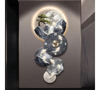 Décoration Murale Zen Lumineuse, Horloge Murale Suspendue À LED Avec Finition En Porcelaine Cristalline, Tableau Mural Neuf Poissons Pour Chambre, Bureau, Entrée(B,55 * 120cm)