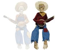 Décoration musicale d'Halloween - Banjo squelette - Motif de grilles classiques - Idéal pour les fêtes à thème et les festivals - Décoration d'intérieur sur le thème du banjo