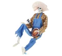 Décoration musicale d'Halloween - Décoration de banjo squelette en grille classique - Idéal pour les fêtes à thème et les festivals - Décoration de la maison - Figurine de banjo squelette