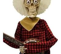 Décoration musicale d'Halloween - Décoration de banjo squelette en grille classique - Idéal pour les fêtes à thème et les festivals - Décoration de la maison - Figurine de banjo squelette