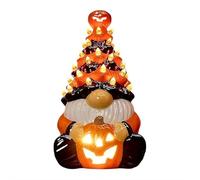 Décoration naine d'Halloween avec lumière, figurine de nain de citrouille lumineuse en céramique, décoration d'automne à LED orange pour la maison, l'intérieur et l'extérieur, fête d'Halloween