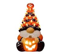 Décoration naine d'Halloween avec lumière, Nain de citrouille en céramique, arbre lumineux Nain Oran avec lumière LED d'arbre citrouille