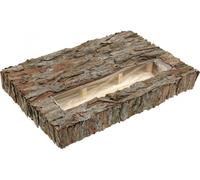Décoration naturelle Soucoupe avec bac à plantes en écorce de pin pour succulentes et décoration d'automne 45×30cm H6cm