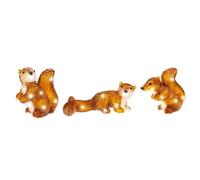 Décoration Noël 3 Écureuils Lumineux LED Blanc Pur - Acrylique IP44 Intérieur & Extérieur - Personnages Festifs avec Lumière Blanche Pure