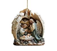 Decoration Noel Aujourd'hui 2024 Ornements de Noël Scène Ornements La Naissance De La Scène Décoration d'arbre Noël Acrylique 2D Pendentif Ornement Commémoratif Robuste Festif pour Maison