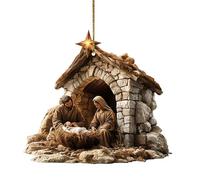 Decoration Noel Aujourd'hui 2024 Ornements de Noël Scène Ornements La Naissance De La Scène Décoration d'arbre Noël Acrylique 2D Pendentif Ornement Commémoratif Robuste Festif pour Maison