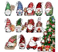 Decoration Noel Bois,24 Pièces Gnomes Decoration Noel Sapin,Small Nains Deco Sapin De Noel,Suspension Deco Noel Sapin avec Cordon,Ornements d'arbre De Noël,Sapin en Bois à Décorer Pendentif