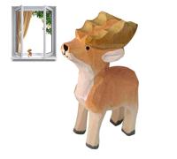Décoration Noël Bois - Ornement Renne Dessin Animé Sculpté à la Main, Figurine Élan Artisanale, Décoration Créative en Bois | Ornement de Noël pour Maison, Bureau, Salon