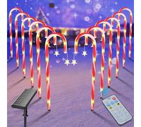Decoration Noël Canne Lumières Solaire, 12 Pack 72 LED Lumineuse Cannes à Sucre avec Étoile Noël, 8 Modes Decoration Noel Exterieur Étanche, pour Jardin Chemin Cour