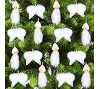 Decoration Noel, Decoration Noel Sapin, Blanche Plume et Ange de Noel Poupées, Ailes d'ange Plumes Suspendues, Ornement Sapin Plume Pendentifs Artisanat pour Extérieur et Intérieur Décorations de Noël