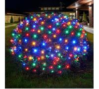 Décoration Noël Extérieur, Filet Lumineux 160 LED Blanc Chaud 1.5x2.1m, Étanche pour Arbres et Arbustes de Jardin,Coloré