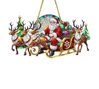 Decoration Noel Pendentif de Noël en Acrylique avec équipe de Rennes du Père Noël