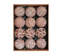 Décoration Noël Rustique 4 Motifs Embossés Uniques | Résine solide incassable, 12 , 8cm, pour idéal familles avec enfants, résistant aux chutes