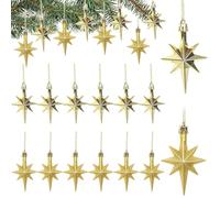 Decoration Noel Sapin, 12 Pièces Decoration Noel Doré, Decorations Sapin de Noel Doré, Etoile de Noels Sapin, Suspension Noels, Etoile Sapins de noels Dorée, Scintillantes Deco Noel sapins