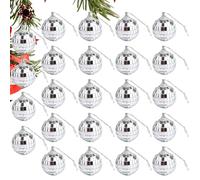 Decoration Noel Sapin Boules de Noël Ornements Décorations Arbre de Noël 24Pièces Mini Boule Disco Shatterproof Xmas 3 CM (1.18Inch) HangingThème pour fête de Mariage Discothèque avec Crochets Ruban