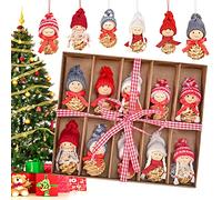 Decoration Noël Sapin, Suspension Ange Elfes Décoration Paille de Noel, Kit Déco Lutin Pendentifs de Petit Gnomes Poupée Décorations de Noël