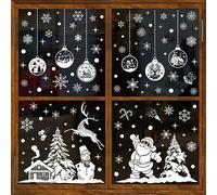 Décoration Noël Sticker Autocollants Fenêtre Decoration Noel Fenetre Electrostatique Flocon de Neige Autocollant Noel Fenetre Amovibles pour Deco Noel Intérieur