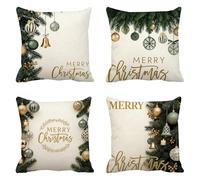 Decoration Noel Taie Oreiller 70 x 70, Carré Oreiller Lot De 4, Noël Tissu ImperméAble Housse Coussin, lampe Velours Taie D'Oreiller, Pour Chambre, Salon Décoration, IdéAl Hiver FêTe Cadeau Q-340