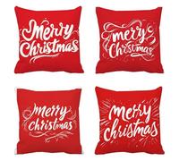 Decoration Noel Taie Oreiller 70 x 70, Carré Oreiller Lot De 4, Noël Tissu ImperméAble Housse Coussin, rouge Velours Taie D'Oreiller, Pour Chambre, Salon Décoration, IdéAl Hiver FêTe Cadeau Q-351