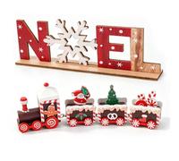 Décoration Noël Train en Bois avec Lettres et Flocons de Neige 2PCS | Ornements Lettres en Bois avec Flocon de Neige, Créatif Cadeau Déco pour Table Noel Fête Nouvel an Maison Jardin