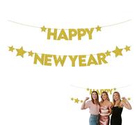 Décoration Nouvel An 2026 guirlande Happy New Year 2026 argentée bannière fête 1 pièce pour soirée réveillon murale photo événement intérieur