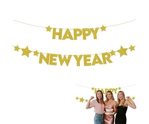 Décoration Nouvel An 2026 guirlande Happy New Year 2026 argentée bannière fête 1 pièce pour soirée réveillon murale photo événement intérieur
