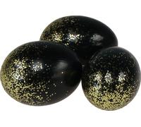 Décoration oeufs de Pâques noir paillettes d'or 10er Set poule