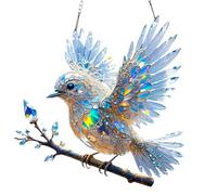 Décoration Oiseau Bleu, Décor D'art Oiseau, Bluebird Décoration Artistique Vitrail Teintée, Oiseaux Pour Artisanat, Sculptures Décoratives En Acrylique 2D Attrape-Soleil Pour Jardin Maison Salon E