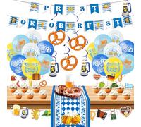 Décoration Oktoberfest, Décorations Fête Oktoberfest avec Guirlande, Oktoberfest Ballons, Décorations de Gâteau, Chemin de Table Bavarois, Décoration Fête Festival de Bière Bavaroise
