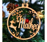 décoration Ornement de Sapin personnalisée,Boules de noël,Boule de noël prénom au choix en bois cadeau unique (p11,1 pcs)