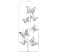 Décoration papillon en métal blanc argenté H47,5cm - Décoration murale shabby chic, décoration printanière à suspendre, décoration de fenêtre vintage mariage