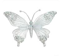 Décoration papillon en plastique ABS avec finition pailletée Argenté