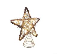 Décoration pentagramme en bois et fil métallique pour sapin de Noël avec design en spirale, base à ressort pour un placement sûr, pour décorations de vacances traditionnelles et modernes (lumineuse)
