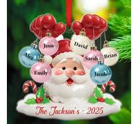 Décoration personnalisée en acrylique en forme de famille de 7 grands-parents avec sept petits-enfants, cadeau pour grands-parents, papa, maman, bébé, noms personnalisés, famille de 7 boules de Noël