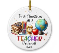 Décoration personnalisée en céramique pour les nouveaux enseignants, décoration d'enseignement personnalisée avec nom et année, souvenir des enseignants de Noël 2025