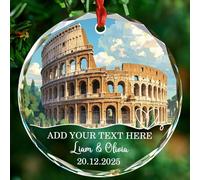 Décoration personnalisée en verre Colisée de Rome - Décoration de Noël 2025 - Souvenir de voyage - Cadeau pour papa et maman - Texte personnalisé avec nom et date