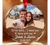 Décoration personnalisée en verre de cristal avec inscription « Drive Safe I Need You Here with Me » - Cadeau photo personnalisé pour famille, père, anniversaire