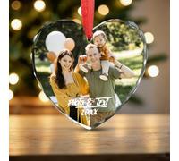 Décoration personnalisée en verre de cristal avec nom et date 2026, décoration personnalisée pour anniversaire de mariage, Noël pour couples