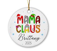 Décoration personnalisée Mama Claus 2025, décoration en céramique personnalisée avec nom et année, décorations de sapin de Noël, cadeaux souvenirs de Noël pour maman, maman, mère de la part des