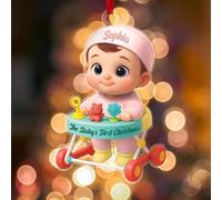 Décoration Personnalisée pour Le Premier Noël de Bébé 2025 Mon Premier Noel Personnalisée avec Prénom et Date Mon Premier Noel Acrylique Idéal pour Familles Nouvelles Mamans Les Garçons Filles