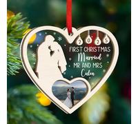 Décoration personnalisée pour premier Noël marié, décoration personnalisée en bois et acrylique Mr & Mrs, souvenir de mariage pour jeunes mariés, cadeau de mariage pour une nouvelle épouse, mari