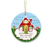 Décoration personnalisée Premier Noël dans notre nouvelle maison, décorations de sapin de Noël, décoration de 1er Noël dans une nouvelle maison, décoration de couple de bonhomme de neige, cadeau pour