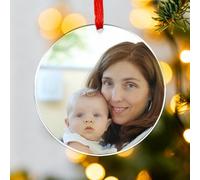 Décoration Photo Personnalisée pour Sapin de Noël, Ornement Familial Personnalisé, Style Portrait (Cercle)