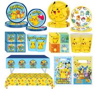 Décoration Pokemon fête d'anniversaire chapeaux Pikachu vaisselle jetable nappe tasse assiette serviette bébé douche cadeaux de fête Pokemon Bracelet de poignet - 8 pièces