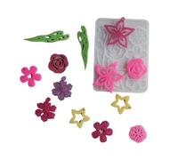 Décoration polyvalente en silicone flexible pour la cuisson de fleurs au chocolat et à la gelée avec fonction de nettoyage facile Outil de fabrication de bijoux