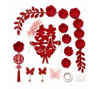 Décoration Porte Mariage Adhésive, Noeud rouge, herbe, 30cm | Branche feuillue rge, Décor adhésif pr mariage, Décor du lieu mariage, Pr cples en préparation