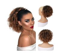 Décoration Postiche chignon afro bouffant for femmes noires, extension de queue cheval synthétique bou et crépue avec cordon serrage Extension(1B-30)