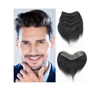 Décoration Postiche en cheveux humains for hommes, base en PU complète, boucle en V, ligne frontale, postiche invisible moelleux(16x3cm)