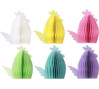 Décoration poules en papier nid d'abeille pour Pâques 11×6,5×12cm set de 6, décoration de table couleurs pastel